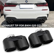 Dual Carbon Fiber Exhaust Tip For BMW G20 G21 330i 330d 330e Up Quad Muffler Tip Exhaust System Nozz
