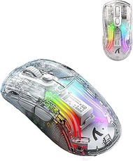 Wireless Gaming Mouse Bluetooth Dual Mode Transparent Clear RGB Lighting Mechanical Ergonomic Rechargeable Silent Quiet Gaming Mice for PC Laptop Computer Macbook Air/Pro Tablet PS4 PS5 Xbox Steam