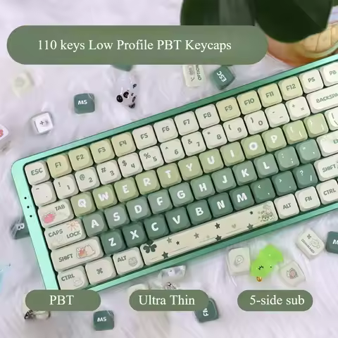 Cute Green Low Profile Keycaps 110 keys PBT Ultra Thin key Caps for DIY Mechanical Keyboard Nuphyair