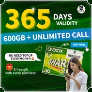Onexox Simcard Xox Sim Card Prepaid 365 days Longest Validity 5G 4G Simkad 600gb + Unlimited Call