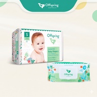 [Not For Sales] Offspring Fashion Diaper Tape S + Offspring Wipes 80ct