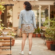 Lovito Rok Kasual Gaya Kebangsaan Musim Semi/Musim Panas untuk Wanita L154ED462