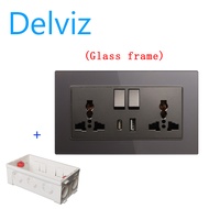 DELVIZ power socket. EU socket US socket UK socket double 3-hole 1A1C charging socket. The power sup