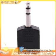 In stock- Mono 6.35mm Male Plug to Dual 6.35mm Female Socket Splitter Adapter Connector