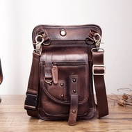 Original Leather Multifunction Men Travel Shoulder Crossbody Messenger Bag Hook Belt Waist Pack Drop Leg Phone Case Bag 2141-c