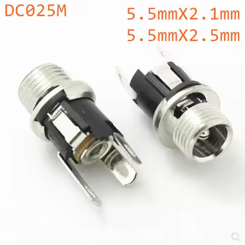 10pcs DC025 DC Power Socket Jack DC-025 DC-025M 3Pin Size Adaptation 5.5x2.5mm 5.5x2.1mm Power Femal