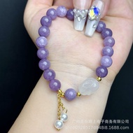 Jiuzi Irange Purple Agate Aquamarine Chalcedony Lychee Frozen Agate Rabbit Bracelet DIY Design Brace