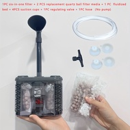 TEMU 6in 1 Fish Tank Filters, Aquarium Sponge , Adjustable Flow Double Layer Sponge Fluidized Bed Fi