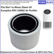 Fits Sterra Moon / Dawn UV / EuropAce EPU 3380Z Air Purifier Replacement Activated Carbon True HEPA