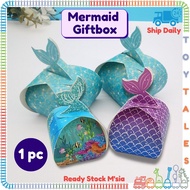 MERMAID GIFT BOX Kids Birthday Goodies Box Packaging Door Gift Festive Paper Bag Wedding Candy Box Kotak Murah Kraft