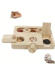 1入組木質倉鼠啃咬玩具飼料器,拼圖式餵食運動玩具和餐具,適用於倉鼠,豚鼠,兔子