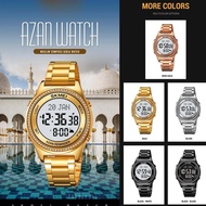 Fashion Full Steel Muslim Azan Digital Watch Men Back Light Waterproof Hijri Islamic Wristwatch