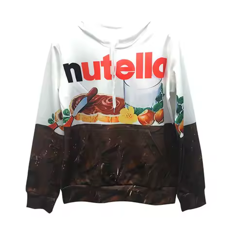 Women/Men 3d Hoodie Print Nutella Food Hip Hop Casual Style Tops 2021 New Fashion Pullovers Sweatshi