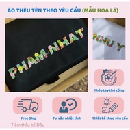 Handmade Cotton T-shirts with names embroidered upon request in floral style as meaningful gifts (In