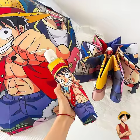 One Piece Cartoon Cute Automatic Umbrella Creative Personality Male and Female Summer Sunscreen Umbr