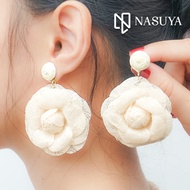 Anting Bunga Tusuk Wanita A-6 Merah Cream Putih Hitam Korea Kekinian Cantik Pesta Kondangan Partyy