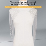 Vintage Punk Harness Bikini Body Link Epaulet Shoulder Chain Necklace Collar Dangling Tassel Silver