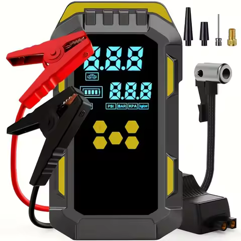 12V Durable 2-in-1 Car Jump Starter & Tire Air Compressor - 150PSI, -40°C-80°C Low-Temp Operation, U