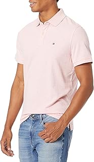 Men's Short Sleeve Polo Shirt in Custom Fit, B0459 Pink Heather, MD