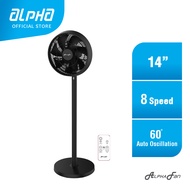 ALPHA Motto SF B22 DC Motor Stand Fan  with 7 Blades 8 Speed Remote (14")