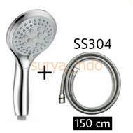 SHOWER SET SHOWER HEAD + SHOWER HOSE 150 CM STAINLESS SUS304