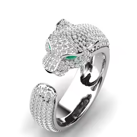 Fashion Inlaid Crystal Leopard Ring For Women Hip Hop Animal CZ Stone Finger Rings Party Custom Jewe