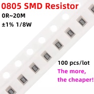100pcs 0805 SMD Resistor 1% 1/8W 0R~20M 0.2 2.4 3.9 4.7 10 30 62 120 820 910 1K 1.2K 1.8K 2.1K 6.8K 