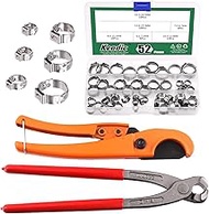 Keadic 52Pcs Ear Hose Clamp Crimping Tool and PEX Pipe Cutter for 1/8 inch-1 1/4 inch Tube with [6mm