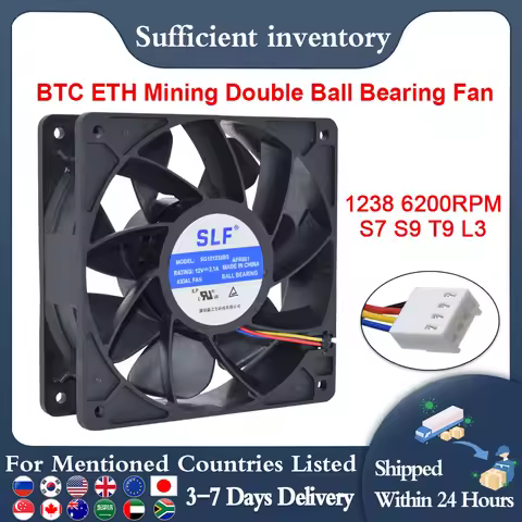 SENLIFANG New 120*120*38mm SG121238BS DC12V 2.1A S7 S9 T9 L3 BTC ETH Mining Double Ball Bearing /Coo