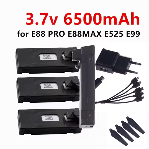 NEW 2026 E88 Battery 3.7V 6500mah For E88 E88PRO E99 E525 E100 S98 F185 F195 RC Quadcopter Parts 1S 