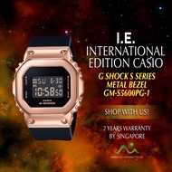 CASIO INTERNATIONAL EDITION G SHOCK CLASSIC S SERIES ROSE GOLD METAL BEZEL WITH BLACK RESIN BAND GM-S5600PG-1