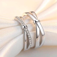 Cincin Couple Perak S925 Ring Pria Wanita Cicin Cople Tunangan Zircon Permata Ring Adjustable Ant