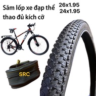 Lốp Vỏ săm ruột xe đạp địa hình cỡ 26x1.95 và 24x1.95 chính hãng SRC cao su Sao Vàng