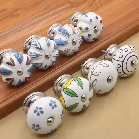 Drawer Handle Single Hole Yiqianyuan European Antique Furniture Pastoral Ceramic Cupboard Single Hol