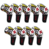 Golf Iron Covers,Poker Diamond King Golf Iron Head Covers 9pcs Golf Iron Headcovers Leather Golf Clu