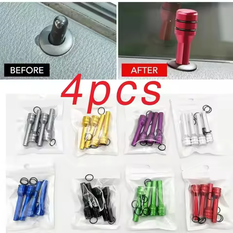 2/4pcs Automobile Universal Aluminum Alloy Door Lock by the Lock Pin by the Lock Rod 49 Mm Handle Pu