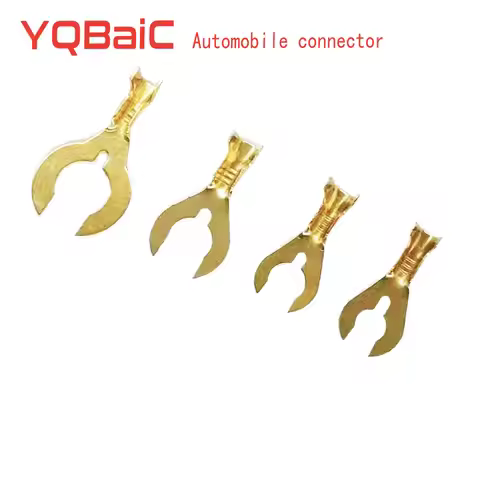 50PCS Automobile Wire Connectors 4.2 5.2 6.2 8.2 Crab Foot Terminal Fork Lugs U-shaped Copper Lugs Y