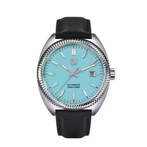 San Martin Men Automatic Watch 40mm Tonneau Mechanical Wristwatch 100M Waterproof BGW-9 Luminous Sap