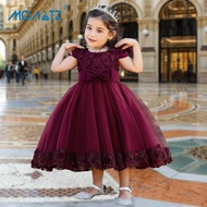 MQATZ Flower Ceremony Baptism 1 Year Birthday Dress For Baby Girl Clothing Lace Princess Dresses Bow