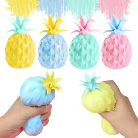 1pc Mini Pineapple Stress Ball, Random Color, Fruit Squeeze Dough Ball, Stress Relief, Calm Focus