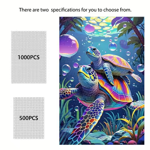 500pcs or 1000pcs Extra-Challenging Giant Jigsaw Puzzle - Ocean-Themed with Sea Turtles, Glowing-lik