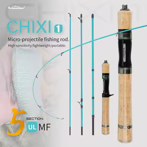 Yumingchu Ultra-Light 1.5m /4.92 Feet Ul Carbon Fiber Five-Section Travel Fishing Rod, Ultra-Short D