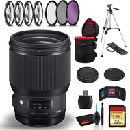 Sigma 85mm f/1.4 DG HSM Art Lens for Canon EF with Cleaning Kit, Full Size Tripod, 32GB Memory Kit,
