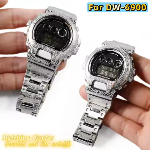 DW6900 series Mod Kit Metal case strap For Casio dw-6900 modifie stainless steel engraved design Men