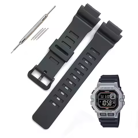 WS-1400 Silicone Bracelet for Casio WS-1400H WS-1300 WS-2100 AE-1500 Watch Strap MW610 MWD110 Resin 