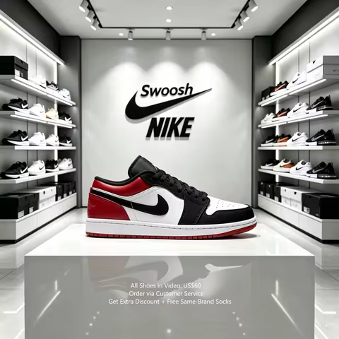 Nike Jordan Air Jordan 1 Low 'Black Toe' Lightweight Retro Basketball Shoes Unisex Black Red White 5