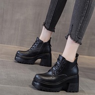 Boots Nữ Chất Da Thật Khoá Kéo Đế Cao 10CM B750-4363