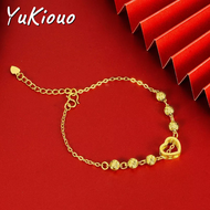 Yukiouo Jewelry 18k Gold Pawnable Saudi Gold Original Bracelet for Women Japanese and Korean Personality Fashion Heart Couple Esthetics Lucky Charm Bracelet Non Tarnish &amp; Non Rust Jewelry Gold Pawnable Sale