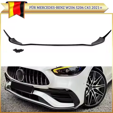 Fit For Mercedes 2022-2024 C Class W206 S206 C43 Front Bumper Lip Splitter 3Pcs
