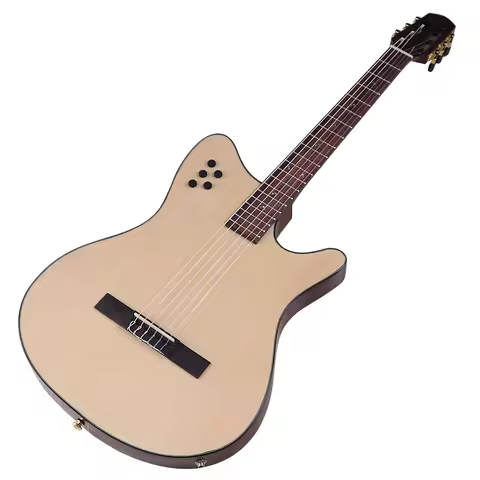 Thin Body Silent Electric Classic Guitar 40 Inch 6 String Spruce Top Hight Gloss Finish Classic Sile
